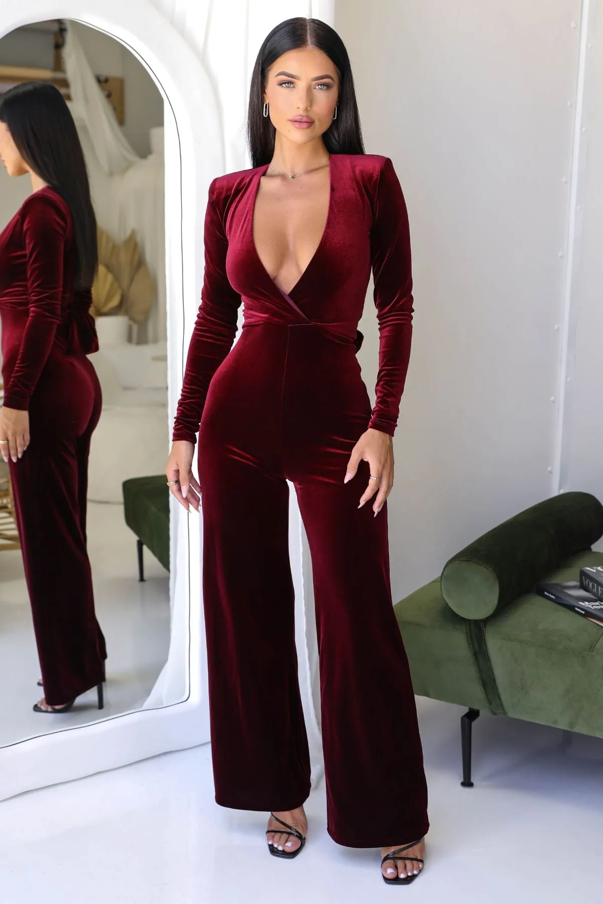 BUY IT NOOKIE Vamp Velvet Jumpsuit (Wine Red)