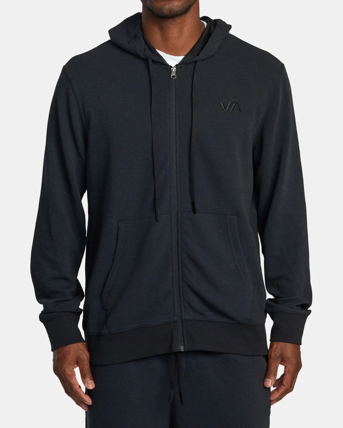 C-Able Waffle Knit Zip Hoodie - Black