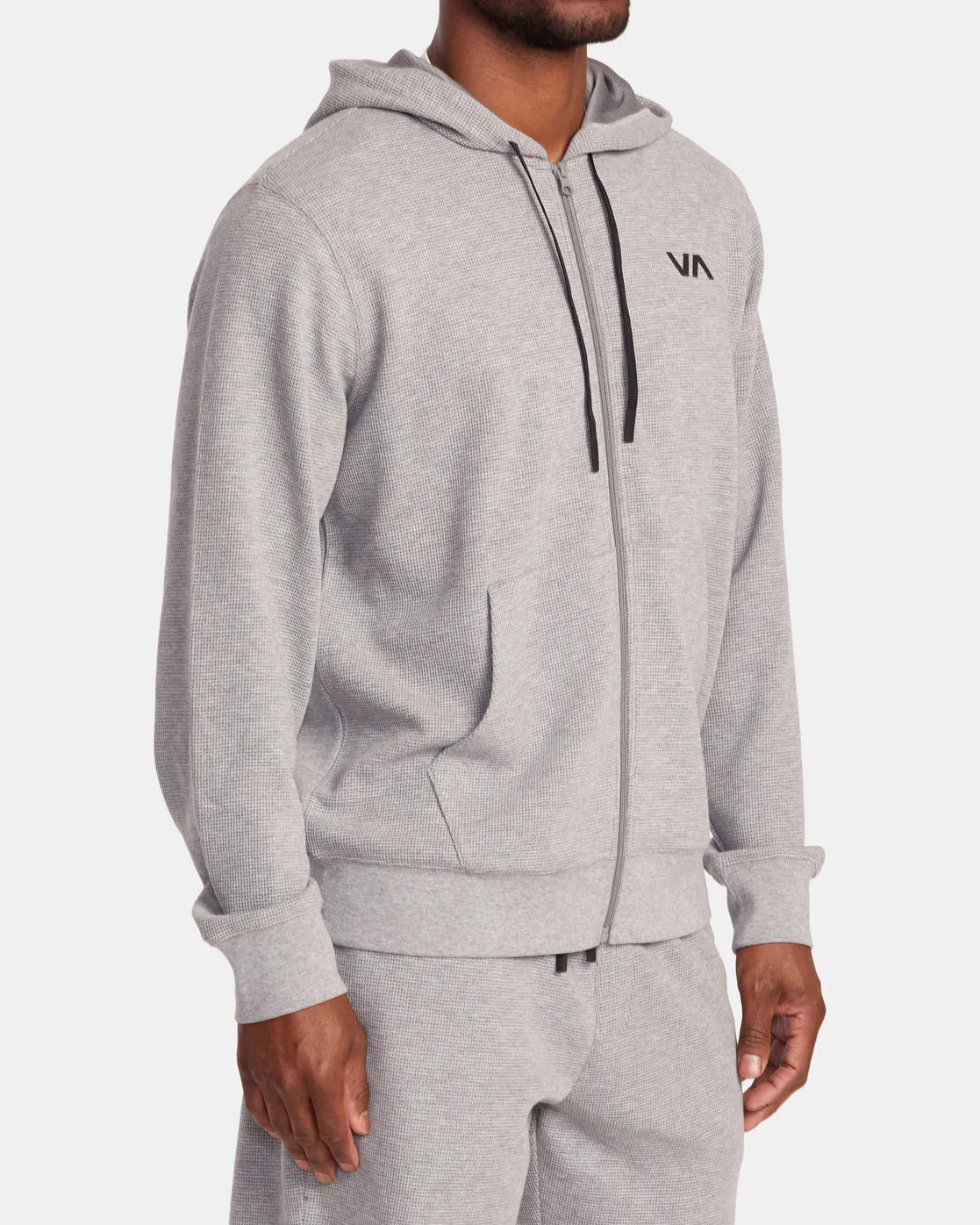 C-Able Waffle Knit Zip Hoodie - Heather Grey