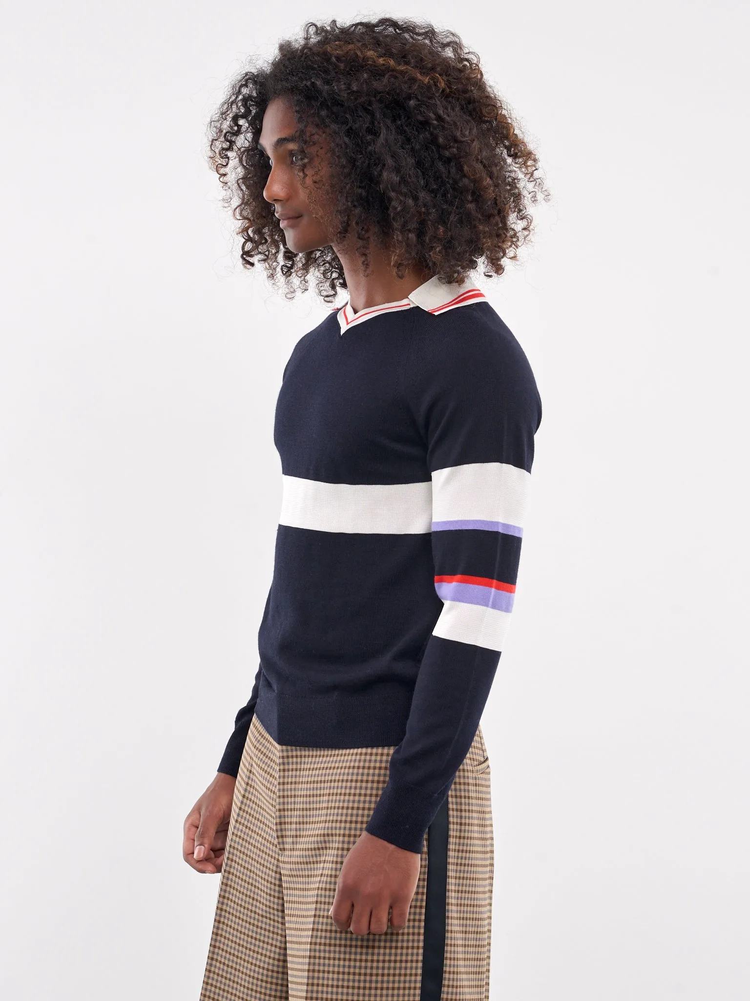 Calm Polo Sweater (KN23-WO07-599-NAVY-WHITE)