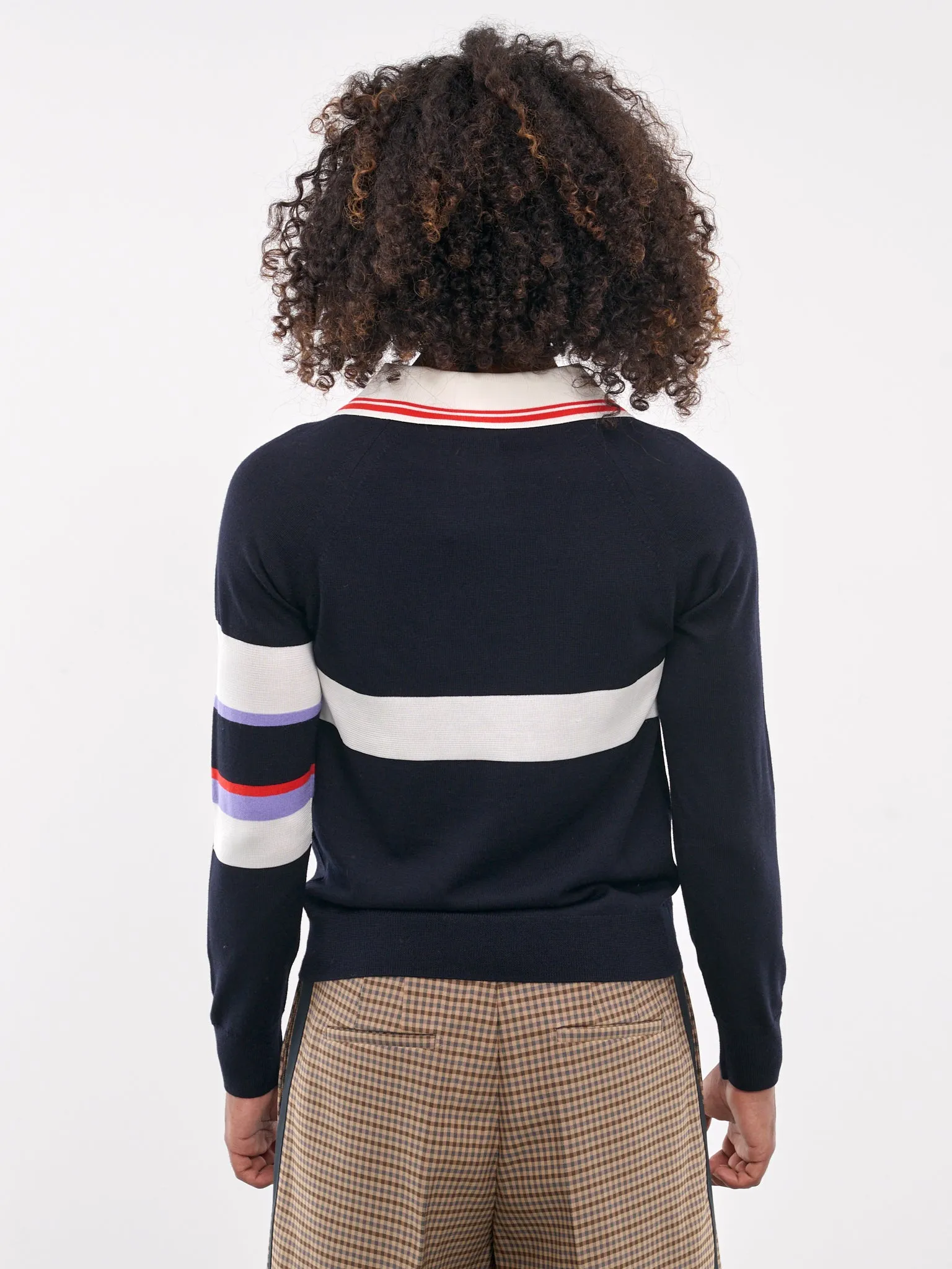 Calm Polo Sweater (KN23-WO07-599-NAVY-WHITE)