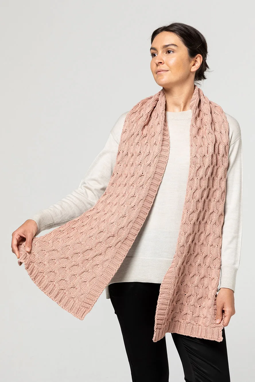 Chain Stitch Knit Scarf Blush