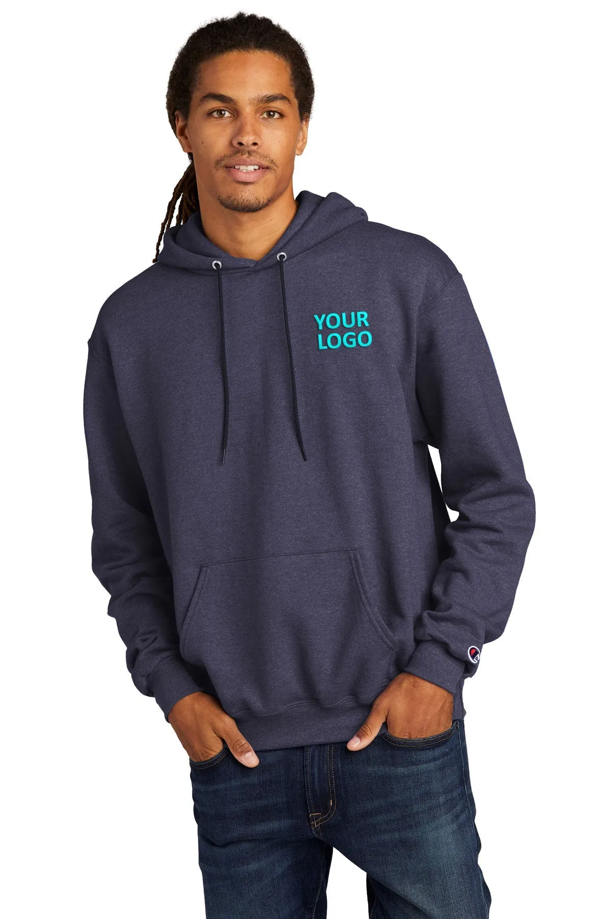 Champion Eco Fleece Pullover Hoodie, Navy Heather