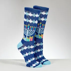 Chanukah Socks,"ugly Sweater",cotton Blend,adult Crew,carded