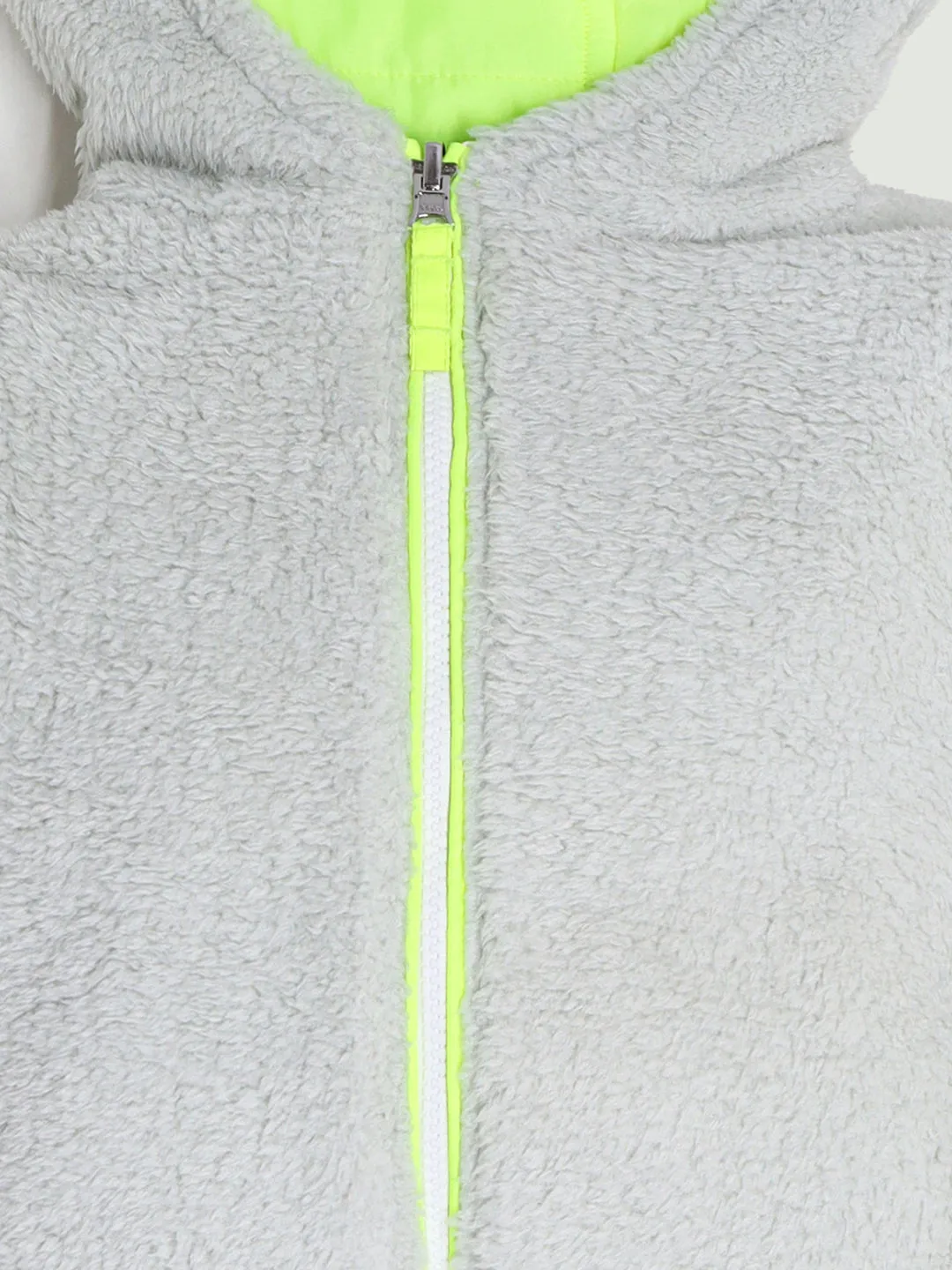 Cherry Crumble Boys Neon Green & Grey Solid Reversable Jacket