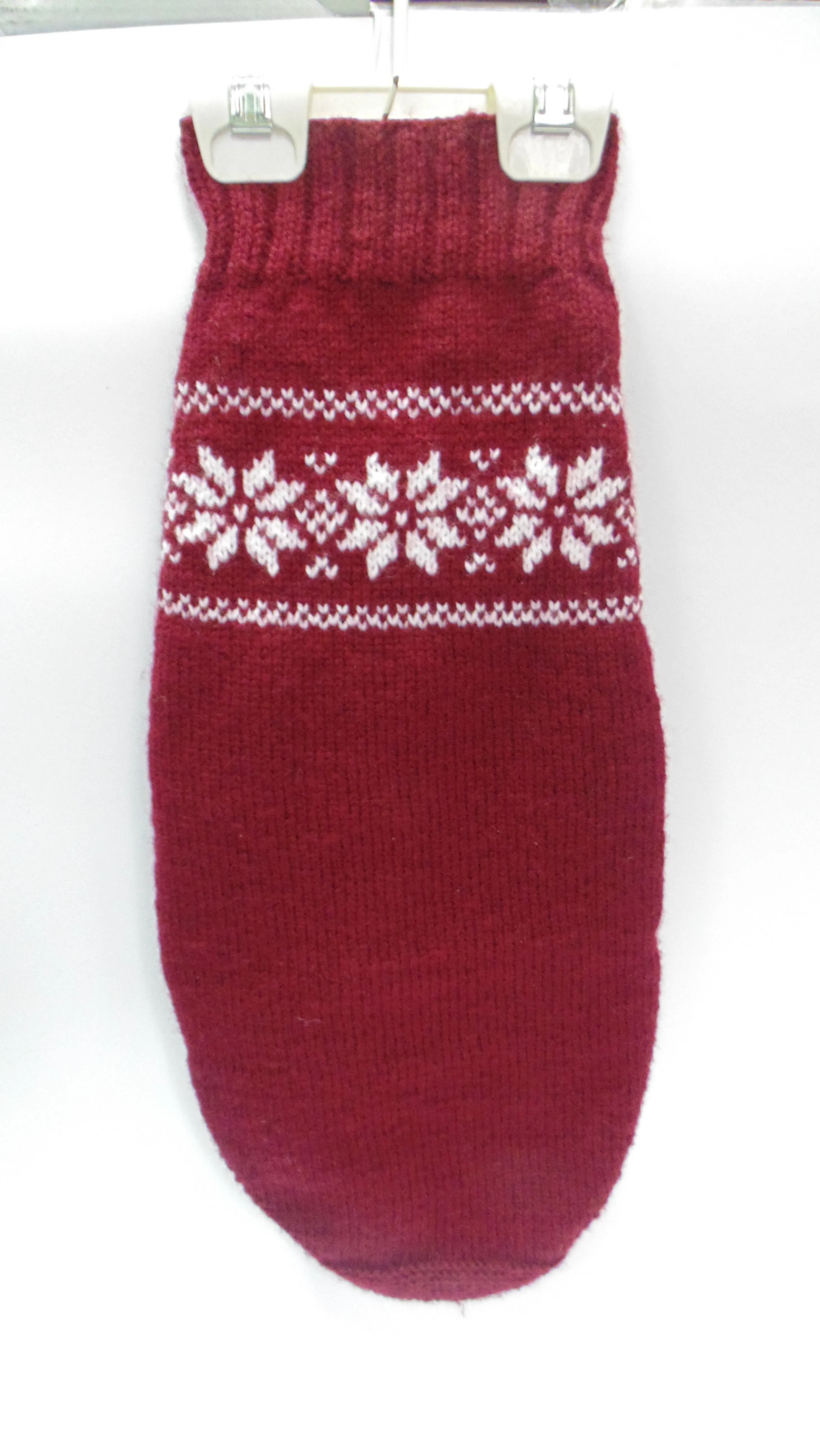 Christmas knitted sweater with snowflakes for a dog, clothes for dachshund