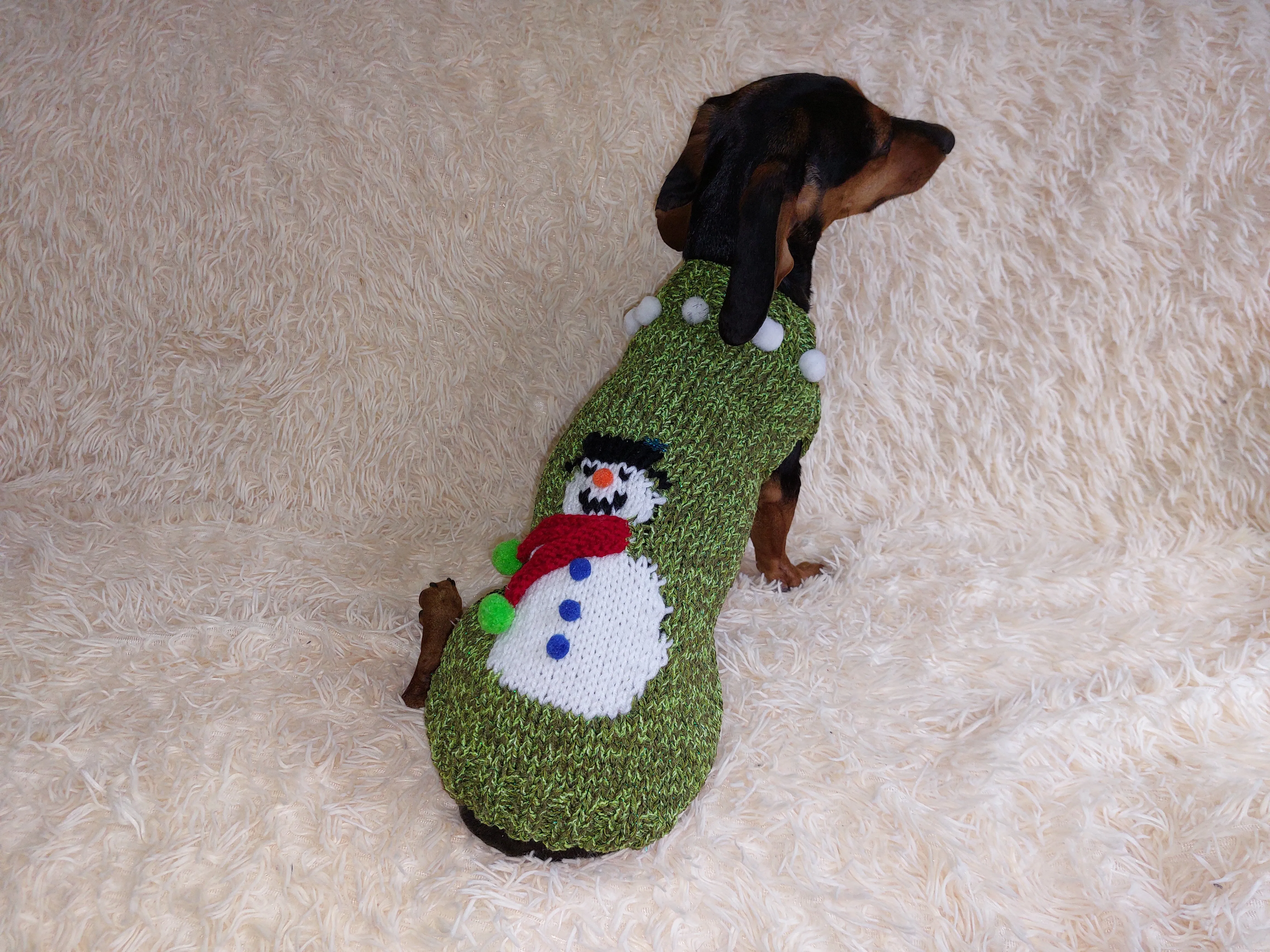 Christmas Outfit Pet Snowman Pom Pom Clothes,Snowman Christmas Sweater for Dogs,Christmas Gift for Pet Lover