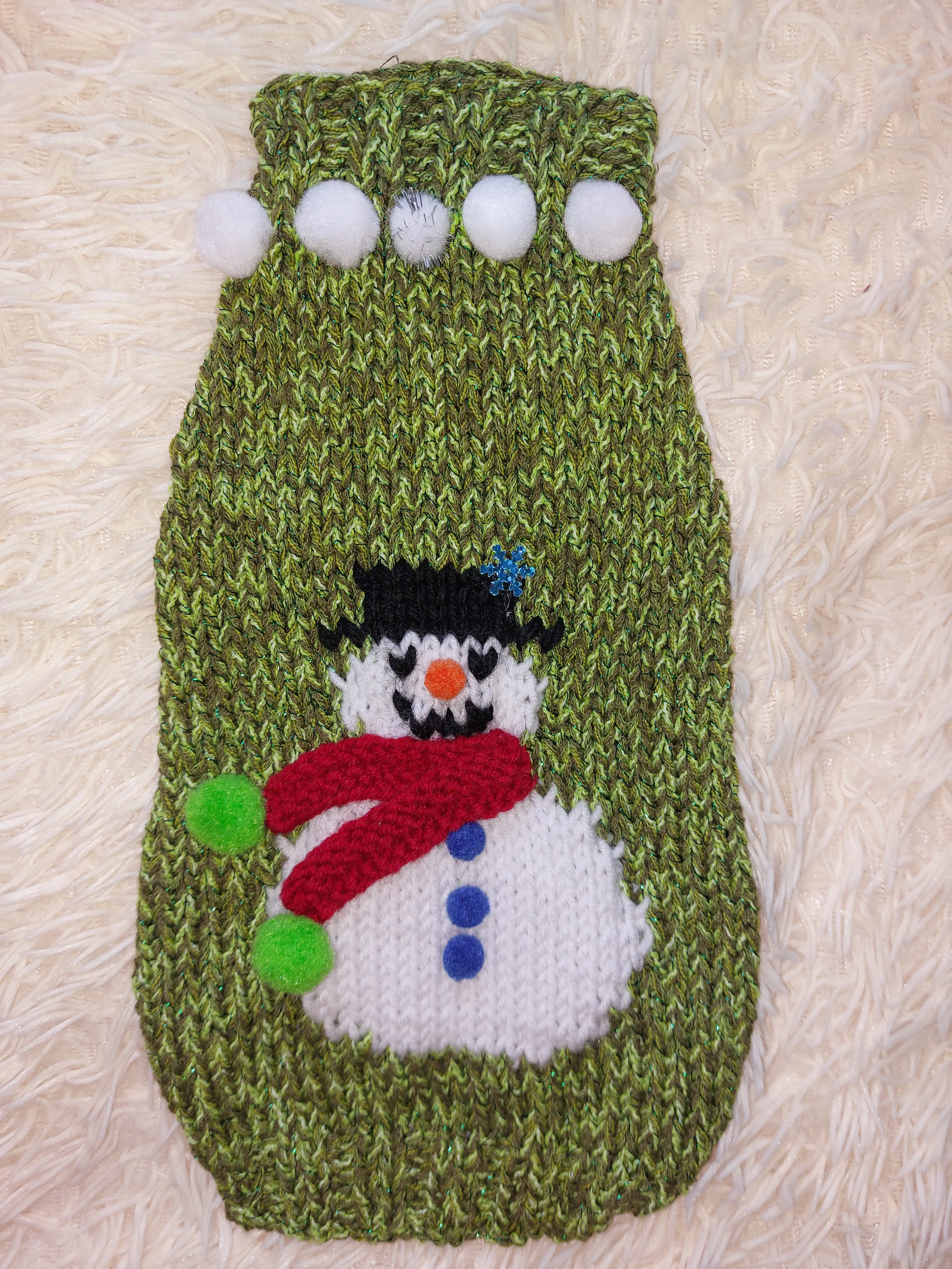 Christmas Outfit Pet Snowman Pom Pom Clothes,Snowman Christmas Sweater for Dogs,Christmas Gift for Pet Lover