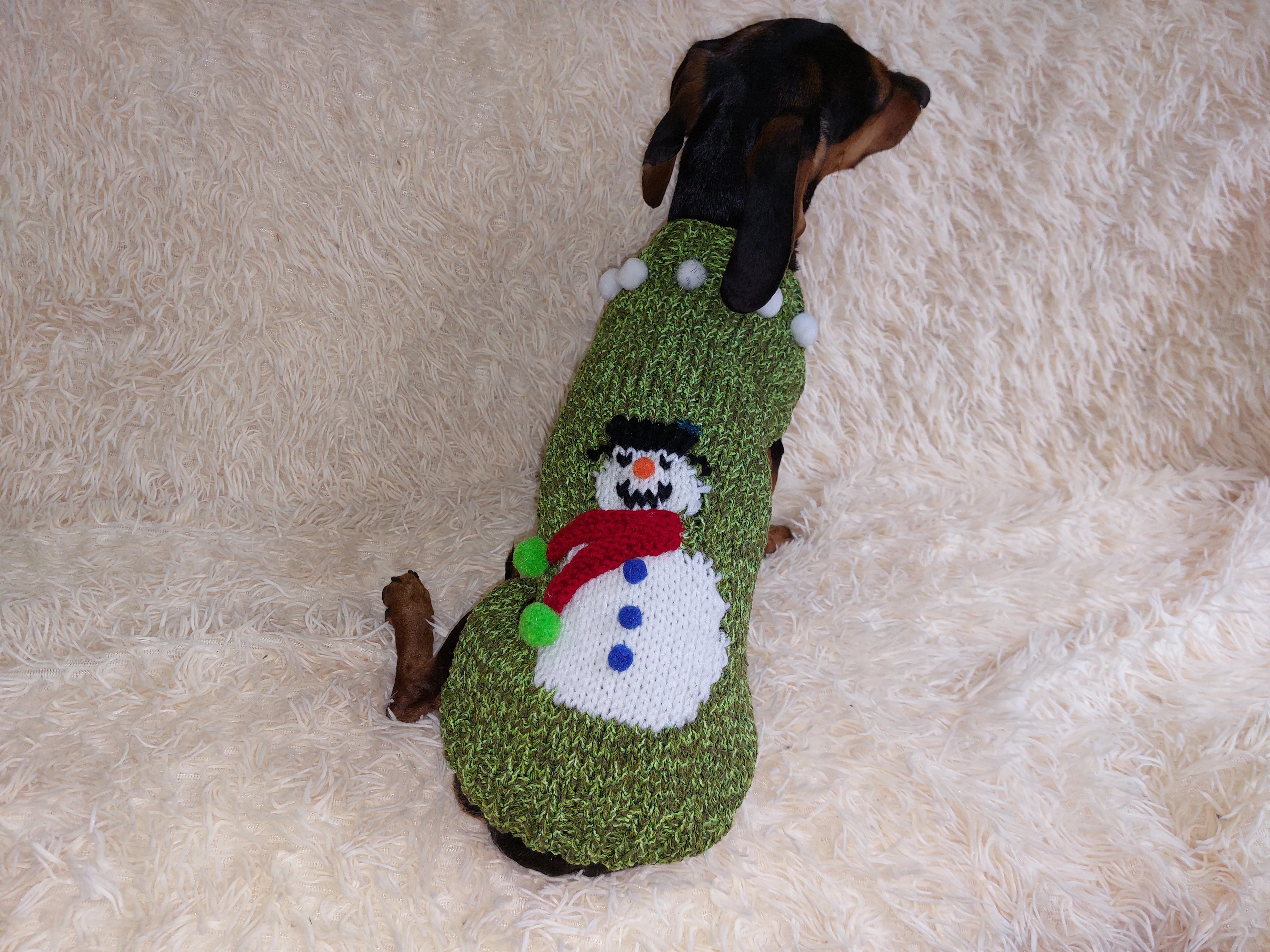 Christmas Outfit Pet Snowman Pom Pom Clothes,Snowman Christmas Sweater for Dogs,Christmas Gift for Pet Lover