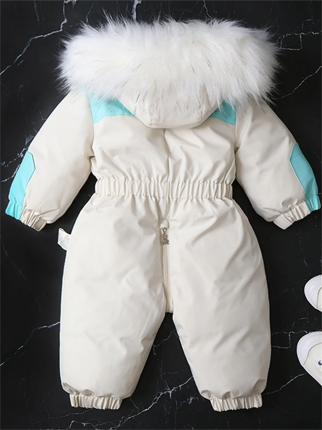 Colorblock baby velvet thickened ski suit jumpsuit