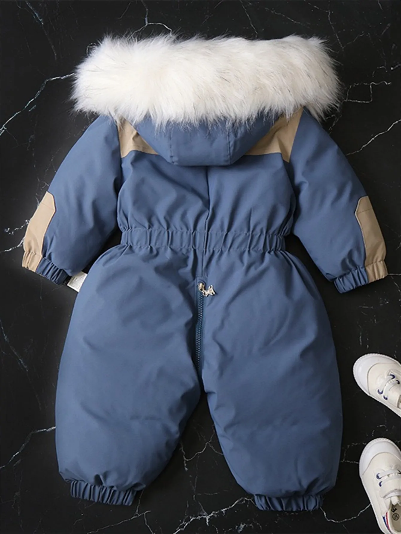 Colorblock baby velvet thickened ski suit jumpsuit