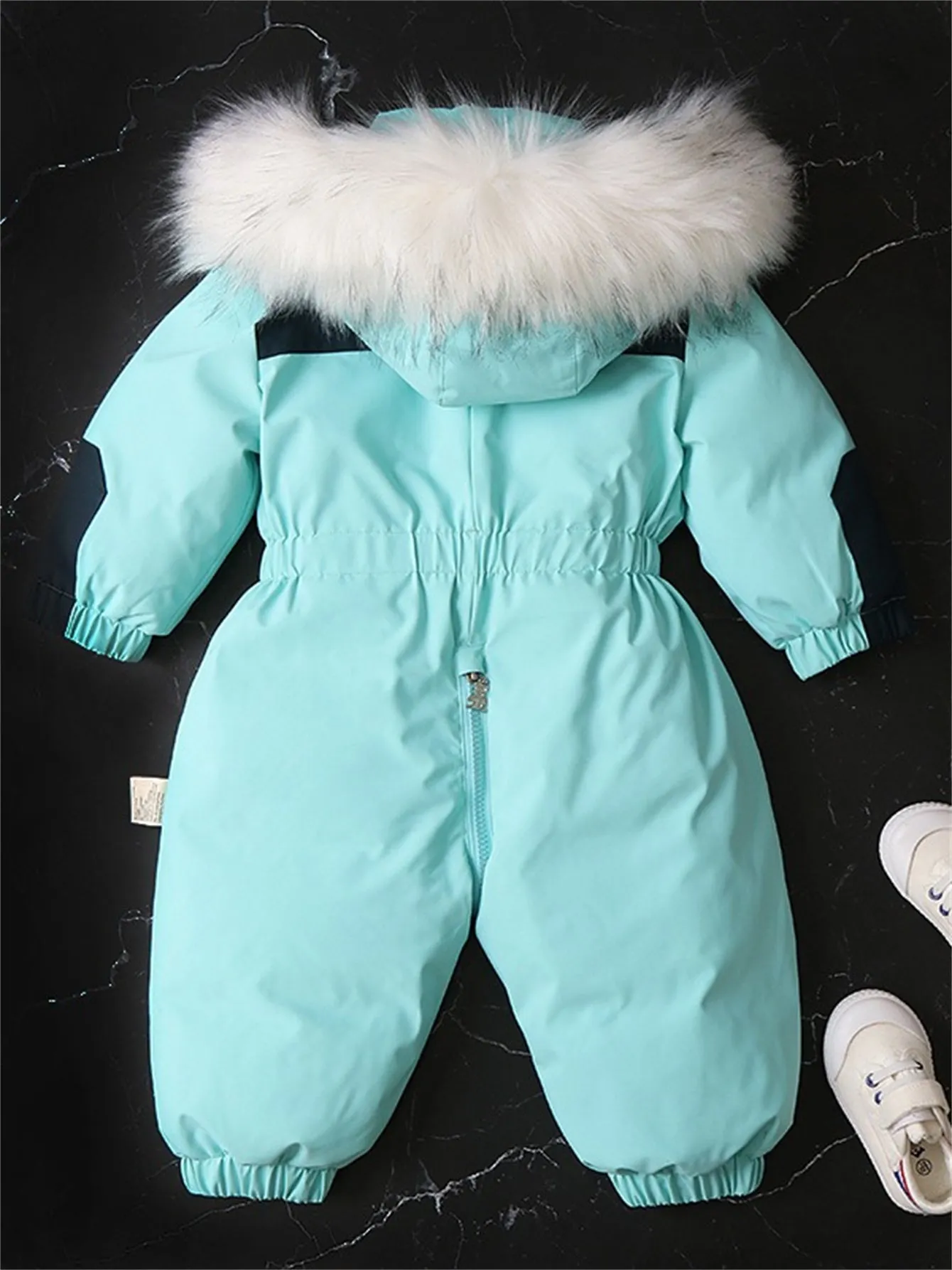 Colorblock baby velvet thickened ski suit jumpsuit