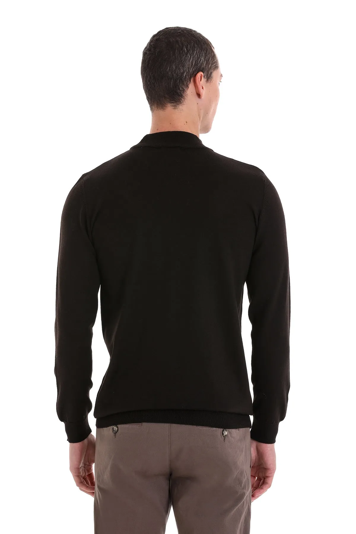 Comfort Fit Wool Blend Black Mock Neck Sweater