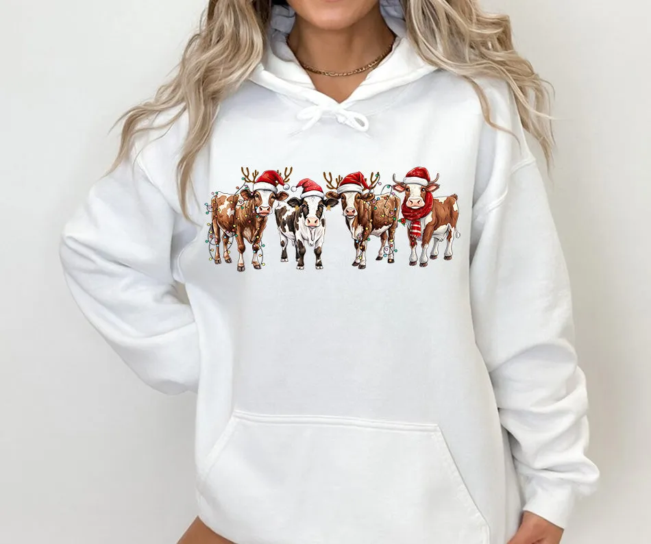 Cow Christmas , Christmas Crewneck hoodie Sweatshirt, Happy Holidays Country Christmas,Holiday