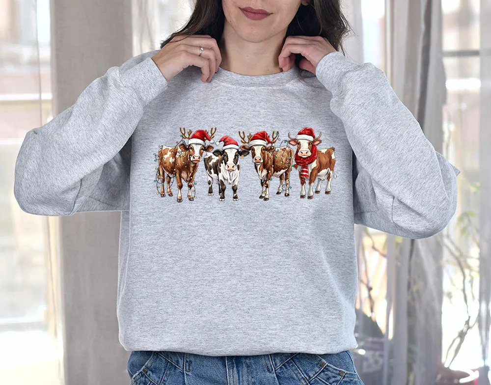 Cow Christmas , Christmas Crewneck hoodie Sweatshirt, Happy Holidays Country Christmas,Holiday