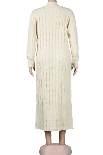 Cozy Ivory Cable Knit Maxi Sweater