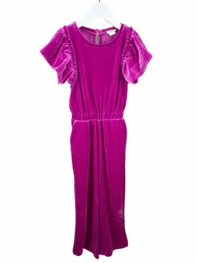 Crewcuts Factory Girls' Stretch Velvet Jumpsuit Fuchsia Size 5