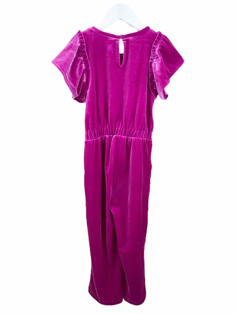 Crewcuts Factory Girls' Stretch Velvet Jumpsuit Fuchsia Size 5