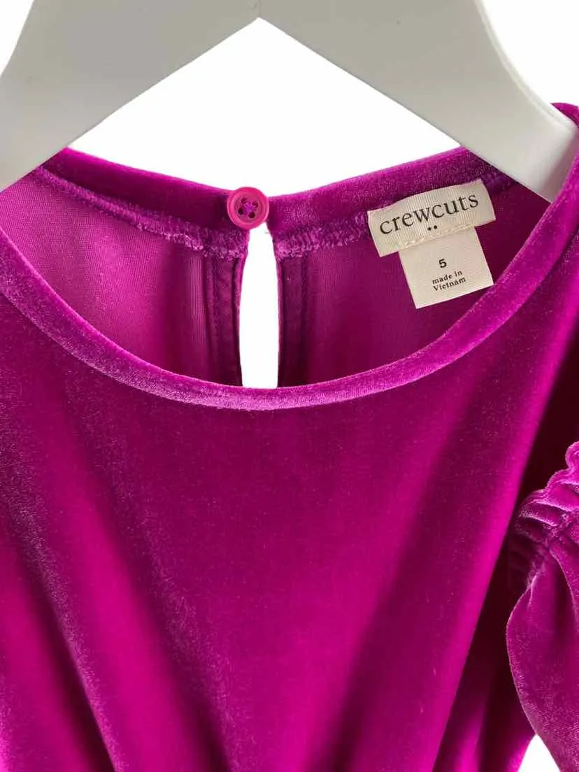 Crewcuts Factory Girls' Stretch Velvet Jumpsuit Fuchsia Size 5