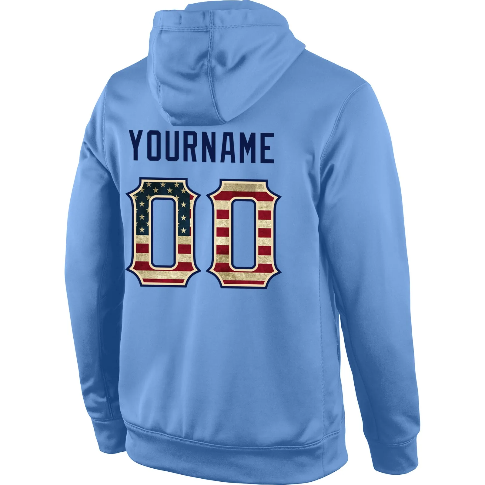 Custom Stitched Light Blue Vintage USA Flag-Cream Sports Pullover Sweatshirt Hoodie