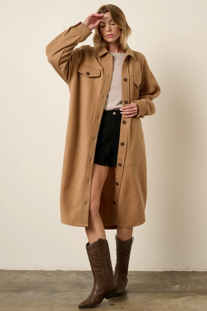 Cute Contemporary Knee Length Shacket