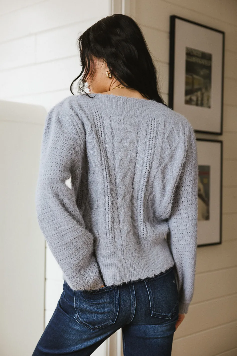 Dakota Cable Knit Sweater in Blue - FINAL SALE