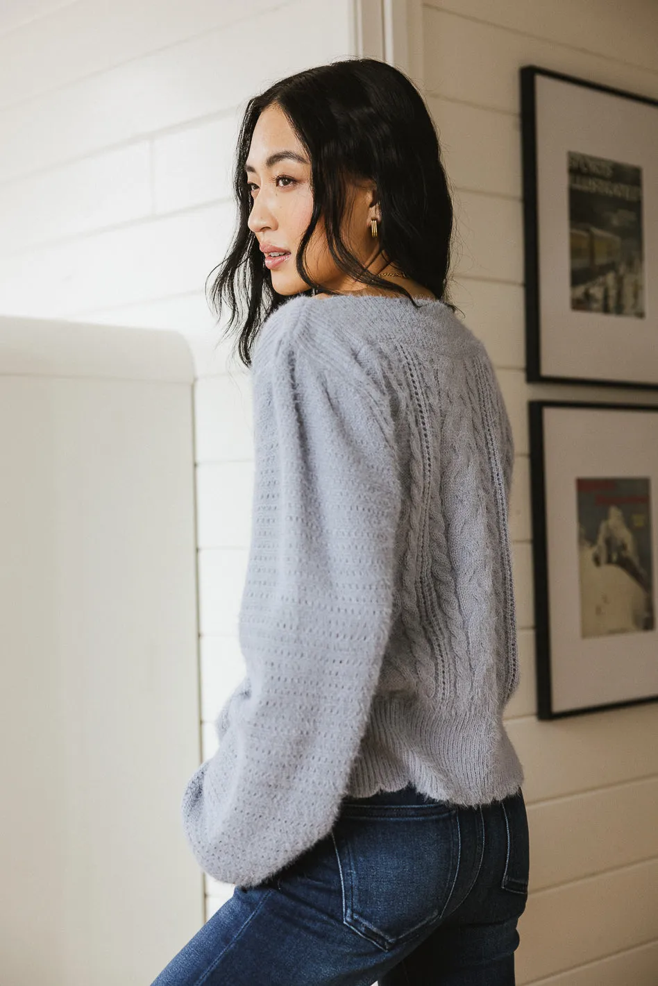 Dakota Cable Knit Sweater in Blue - FINAL SALE