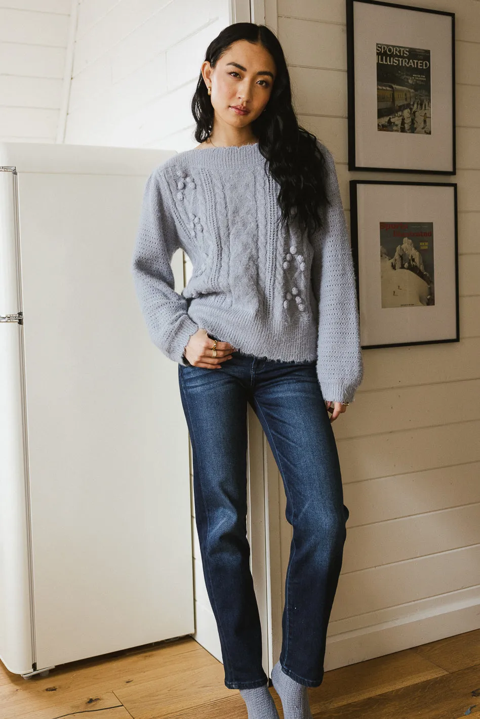 Dakota Cable Knit Sweater in Blue - FINAL SALE