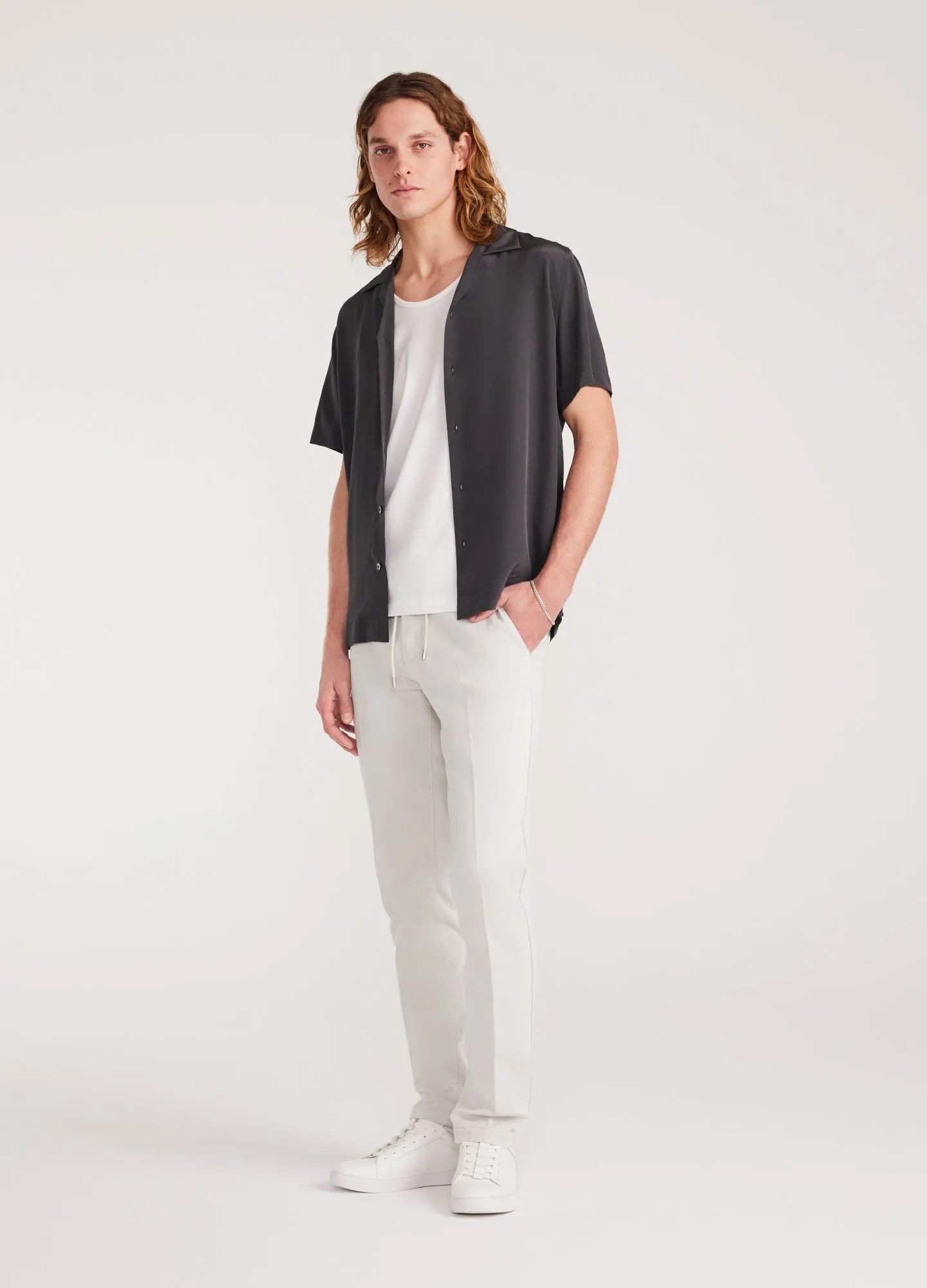 Dobby Denim Drawstring Pants Almond