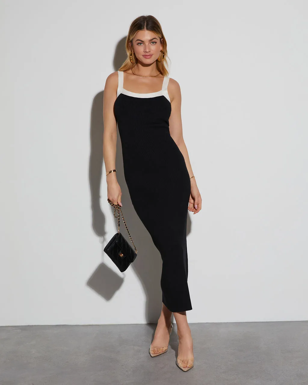 Elevated Ribbed Knit Midi Dress