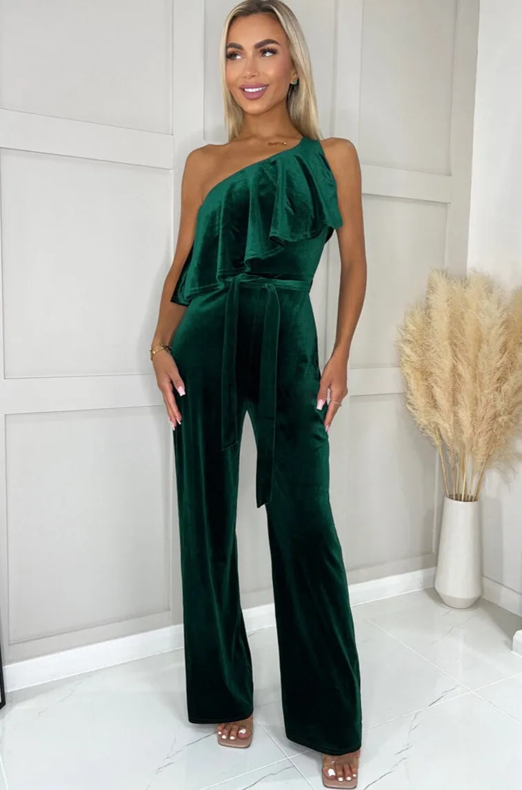 Eliana Green Velvet Jumpsuit