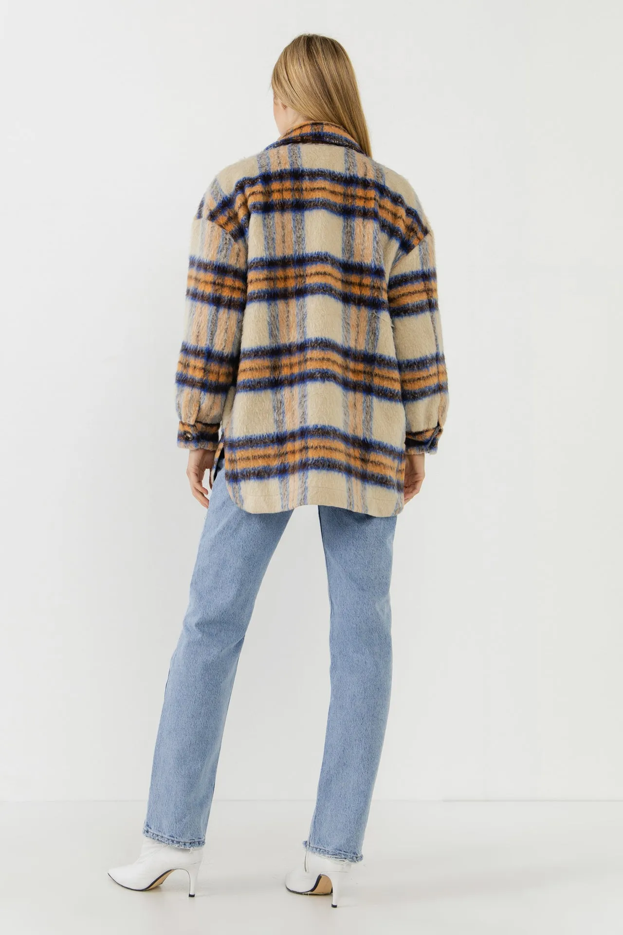 English Factory - Oversized Plaid Shacket with Pockets