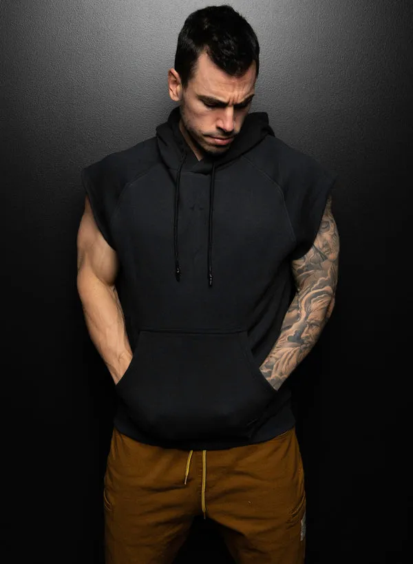 ESSENTIAL SLEEVELESS SWEATSHIRT - BLACK