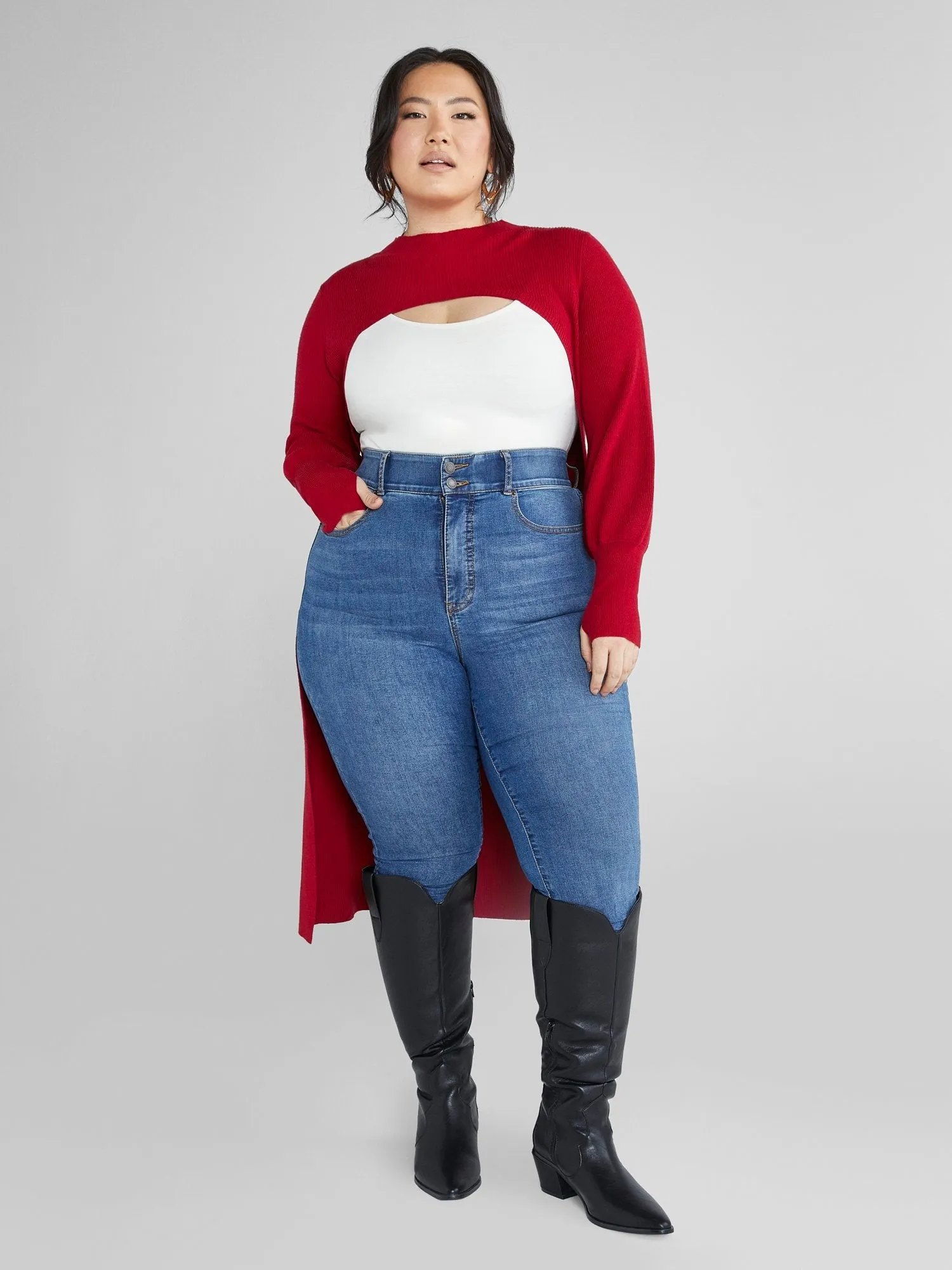 Fashion To Figure - Selina Cutout Ribbed Knit Long Sweater