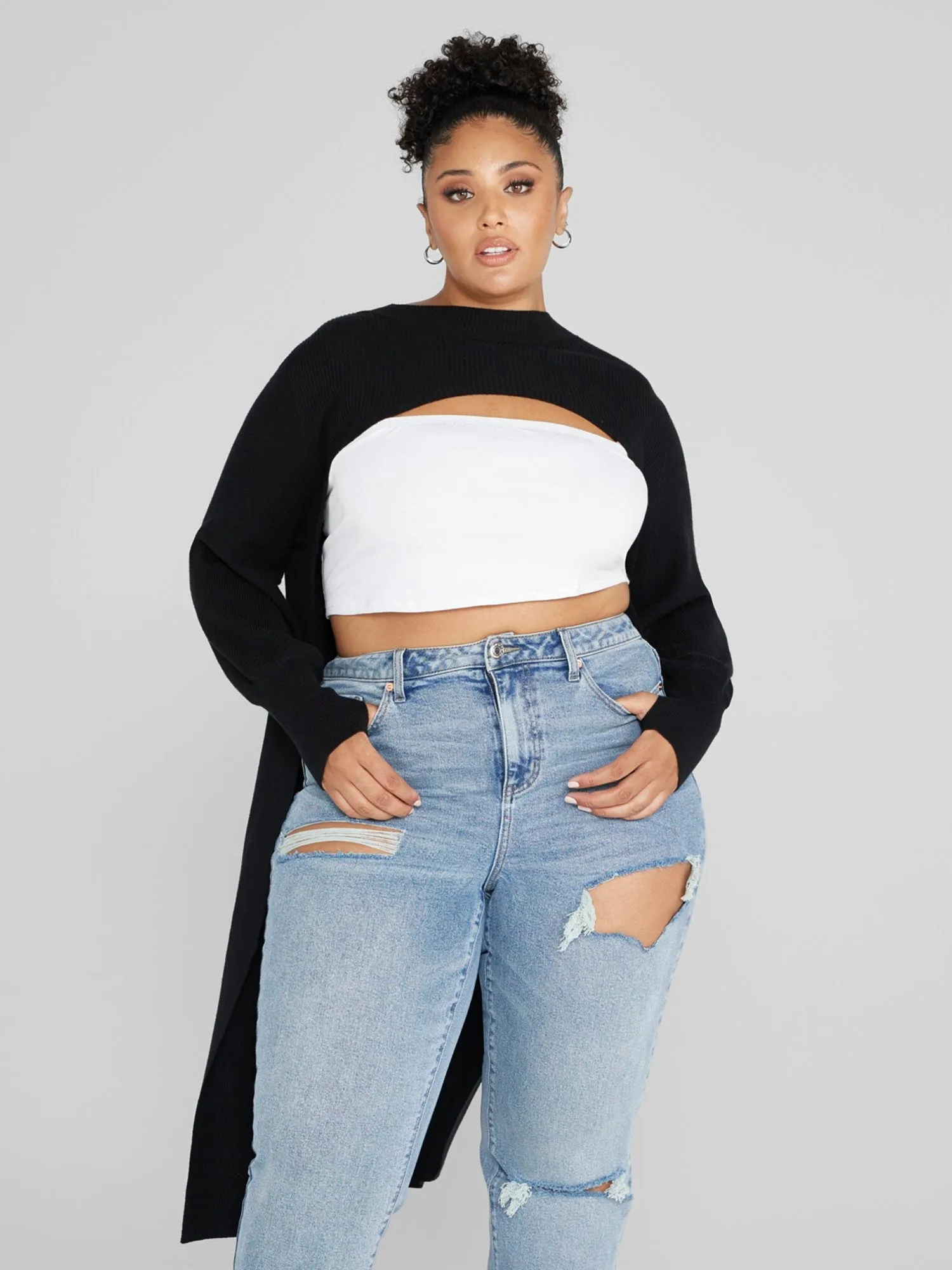 Fashion To Figure - Selina Cutout Ribbed Knit Long Sweater