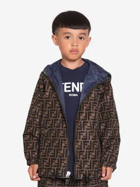 Fendi Kids Reversible K-Way Jacket in Blue