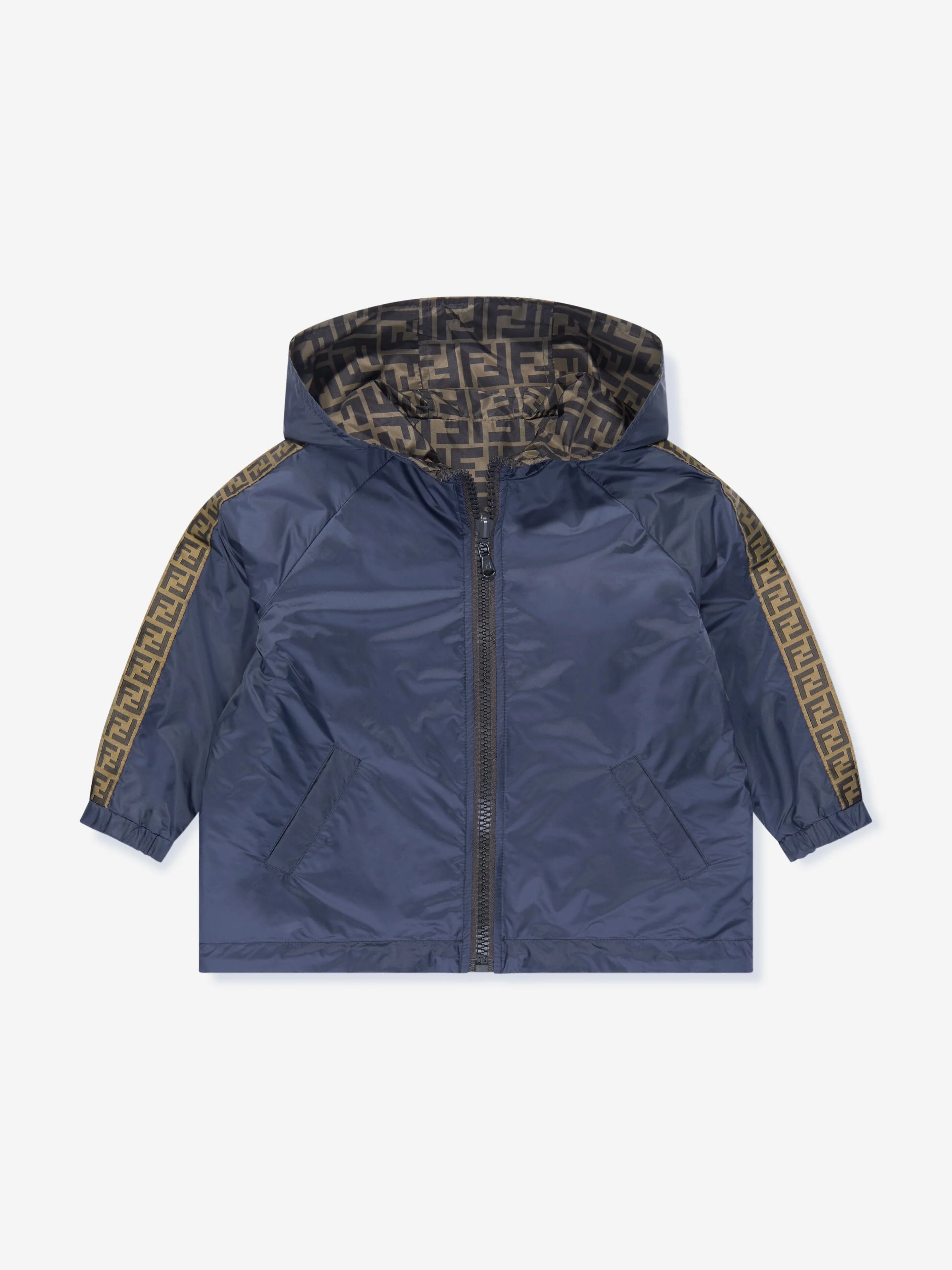 Fendi Kids Reversible K-Way Jacket in Blue