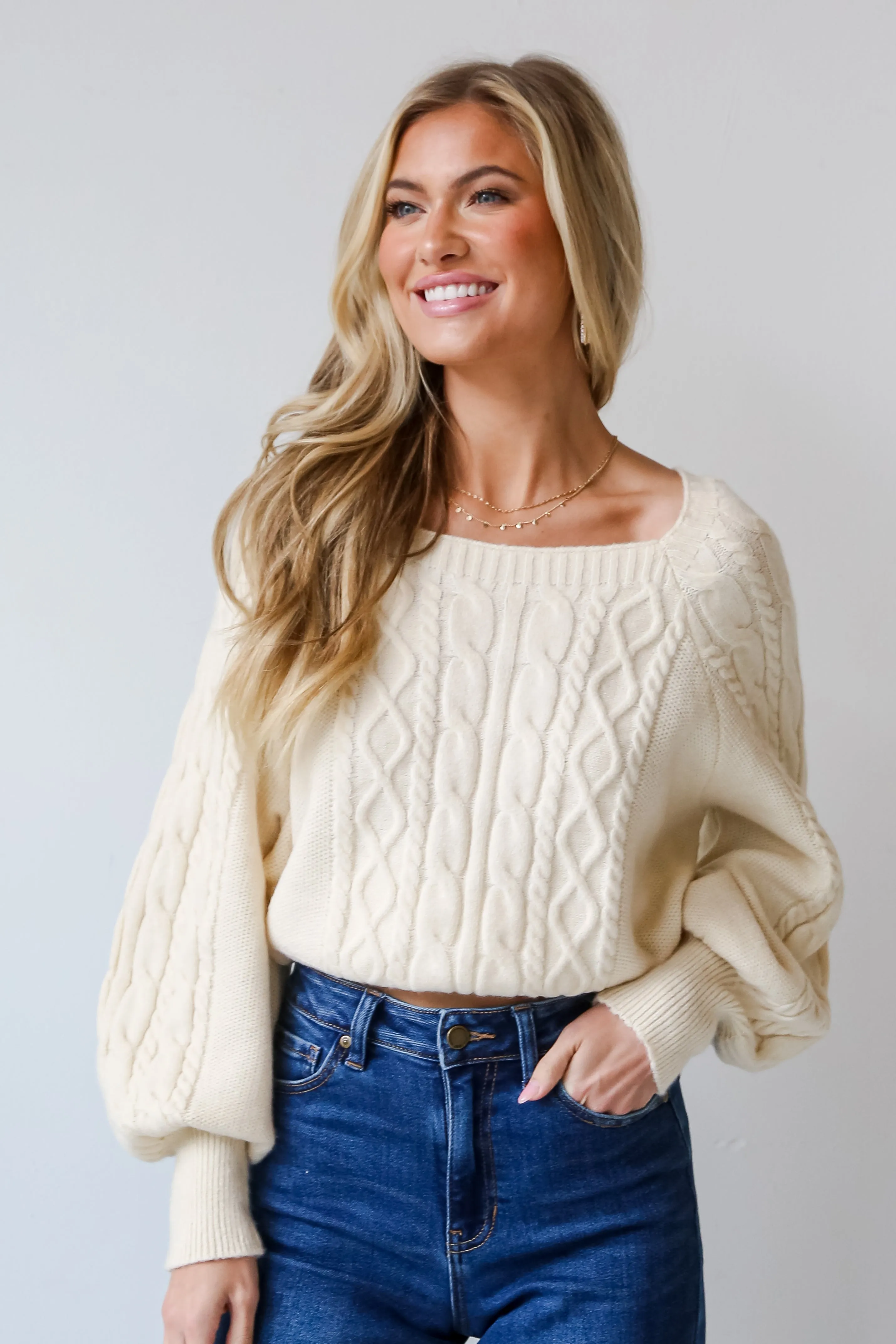 FINAL SALE - Claudia Cable Knit Sweater Top - DOORBUSTER