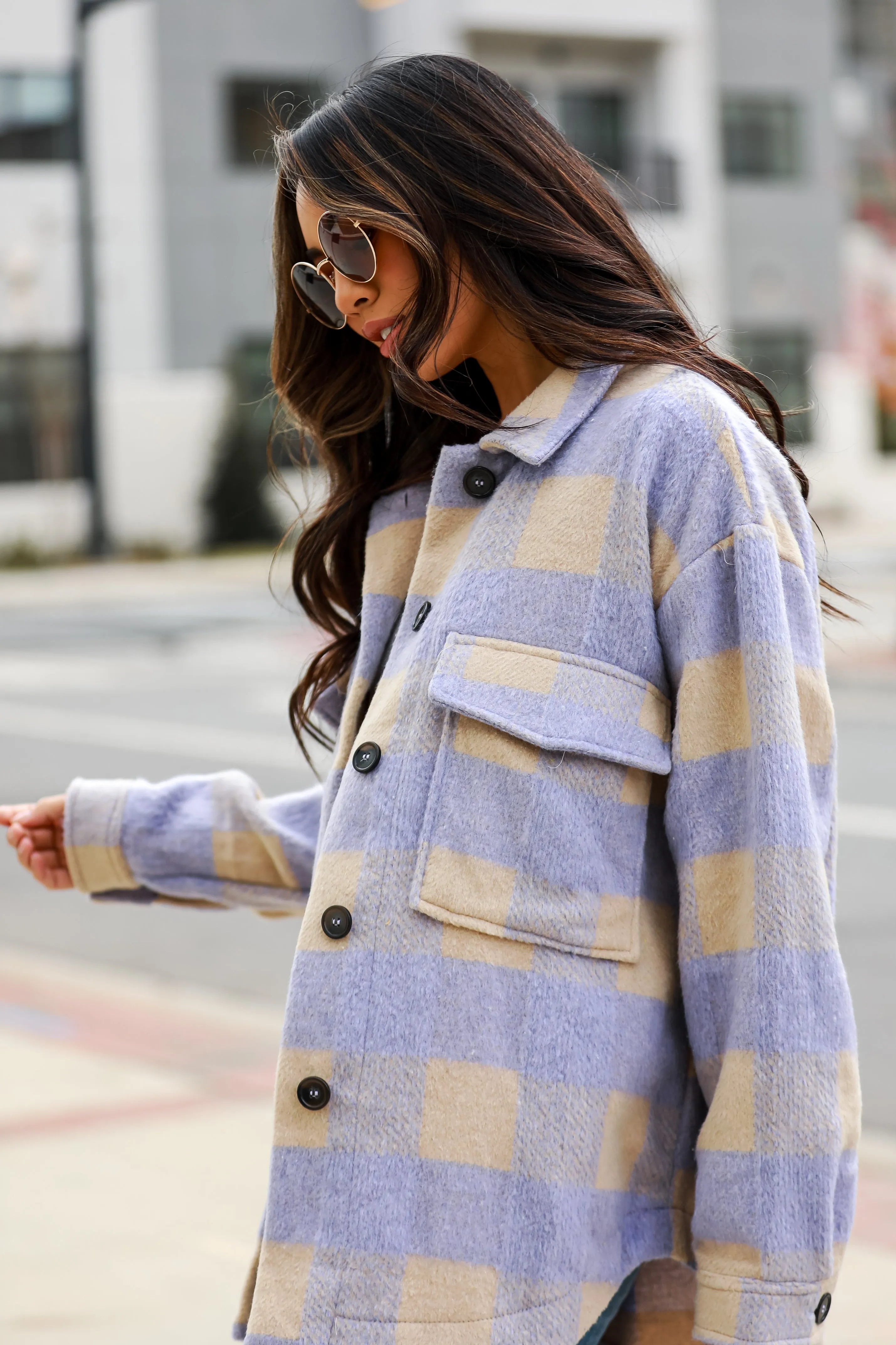 FINAL SALE - Cozy Sensation Lavender Plaid Shacket