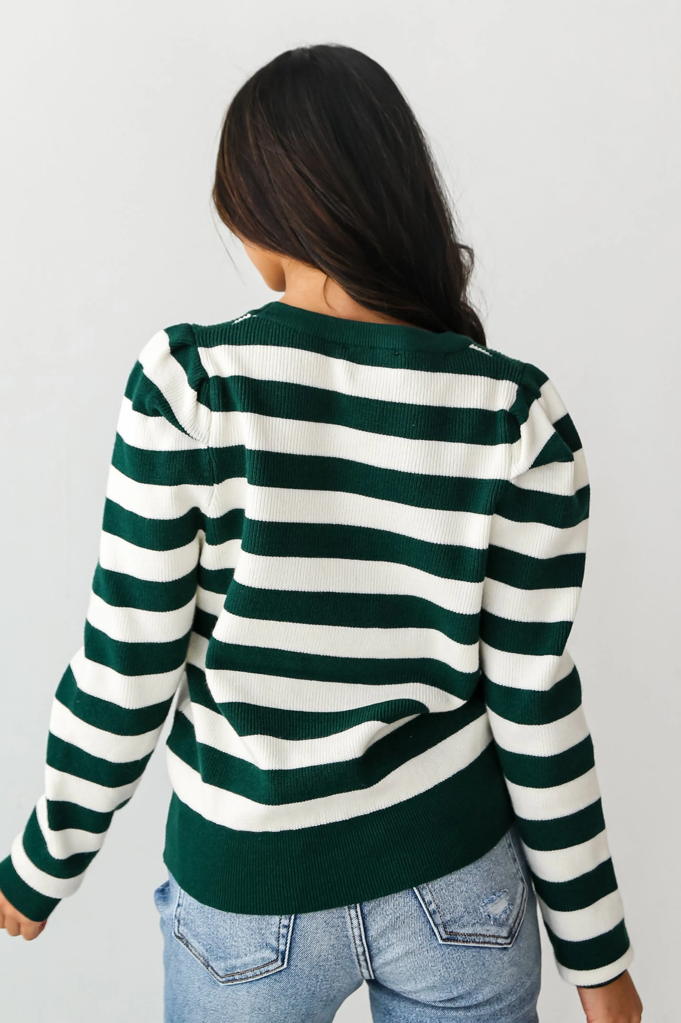 FINAL SALE - Toasty Style Hunter Green Striped Sweater