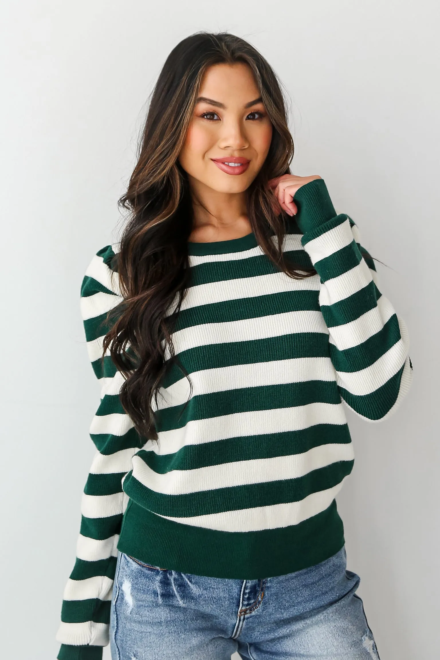 FINAL SALE - Toasty Style Hunter Green Striped Sweater