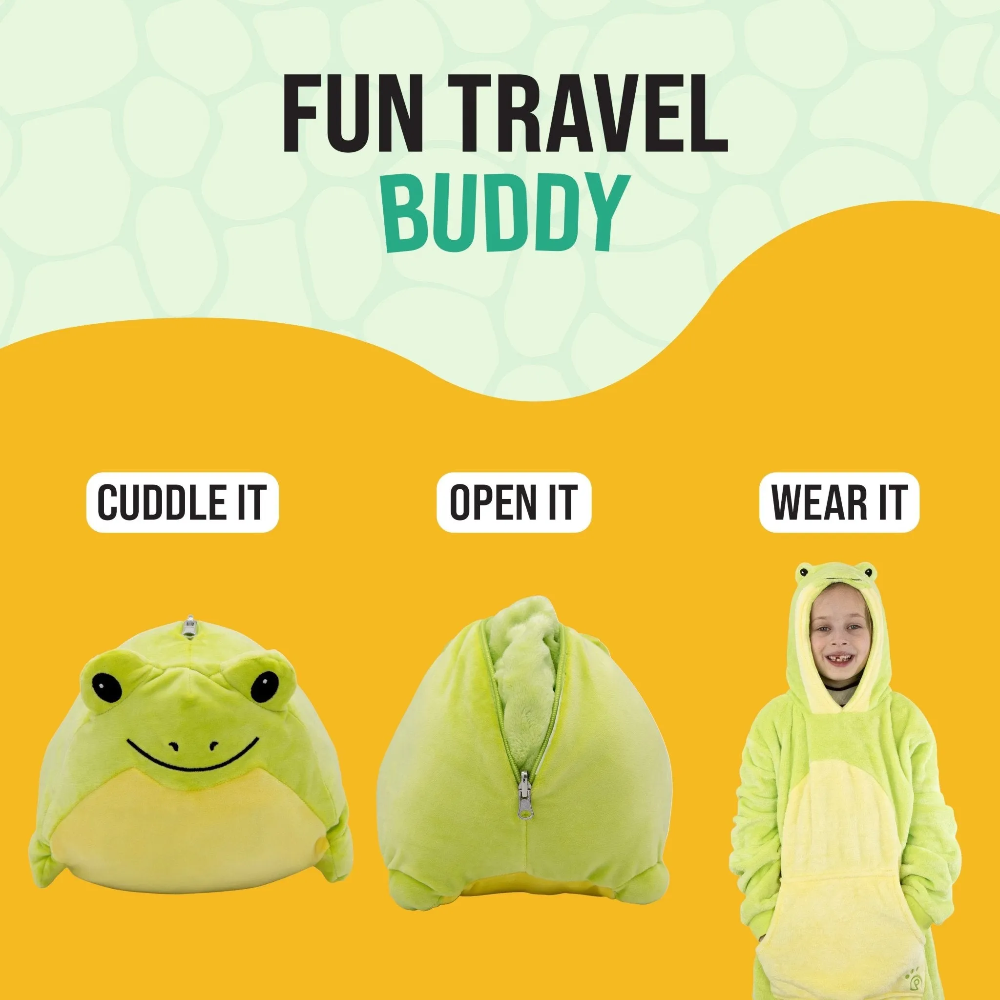 Fren Frog Kids Snugible | Blanket Hoodie & Pillow