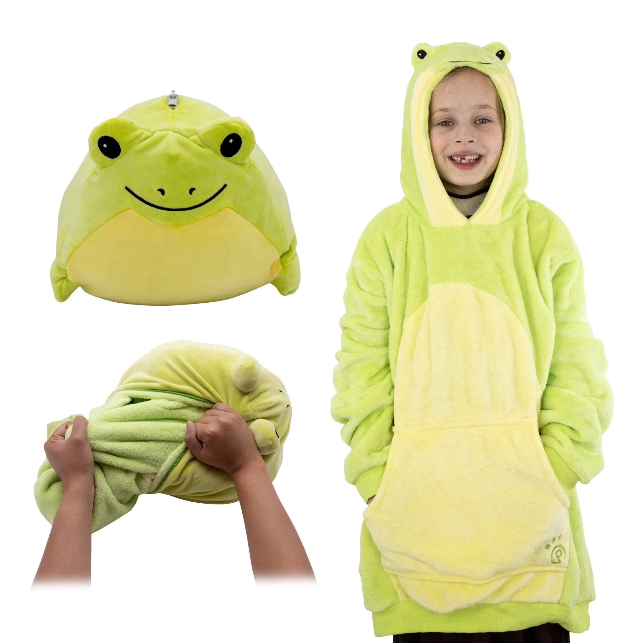 Fren Frog Kids Snugible | Blanket Hoodie & Pillow