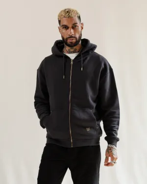 Full Zip Workwear Hoodie - Heavy Washed Black