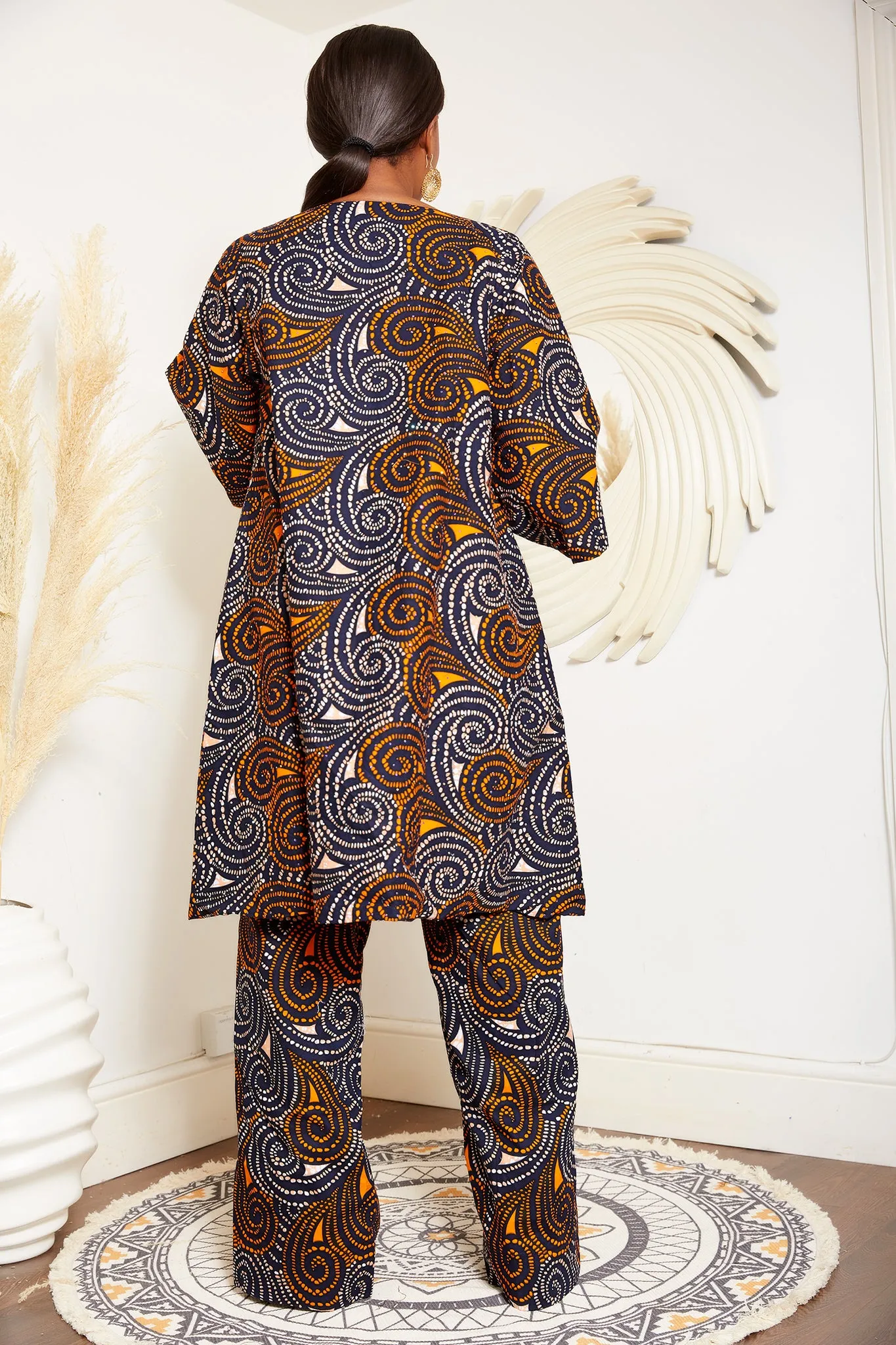 Fully Embellished African Print Midi Jacket - Izoghie