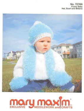 Funny Baby Hat, Scarf and Mittens Pattern