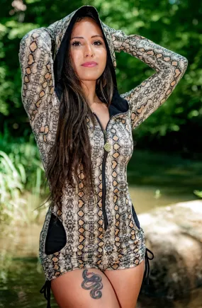 Gemini Hooded Romper - Gold Snakeskin