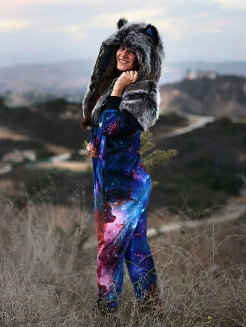 Grey Wolf Galaxy Onesie SpiritHood