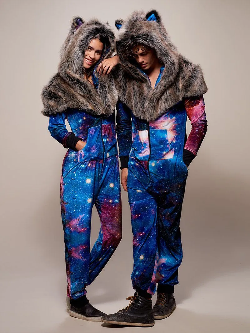 Grey Wolf Galaxy Onesie SpiritHood