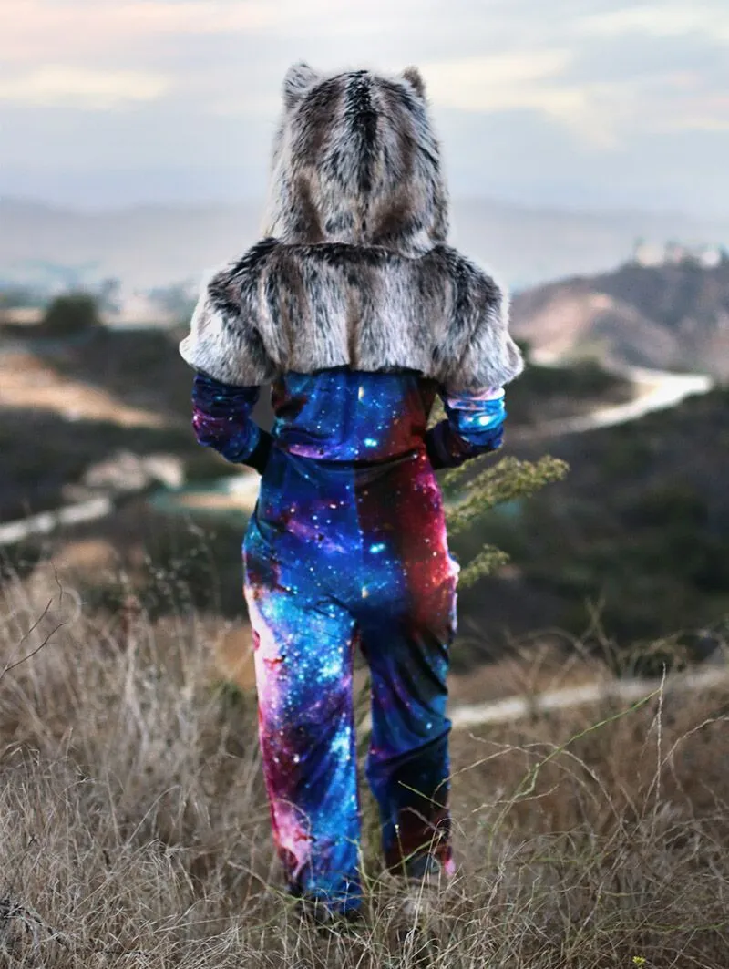 Grey Wolf Galaxy Onesie SpiritHood